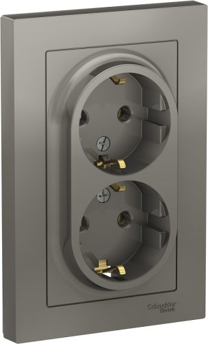 Розетка с заземлением Systeme Electric AtlasDesign 1-м. 2 мод. сталь картинка